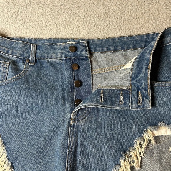 REVOLVE Superdown Shorts Womens 30 Blue High Rise Button Fly Frayed Denim Shorts - Picture 4 of 11